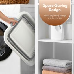 Marco Paul Large Collapsible Laundry Basket Folding Pop Up Washing Bin Clothes Storage in White - thumbnail 4