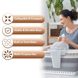 Marco Paul Large Collapsible Laundry Basket Folding Pop Up Washing Bin Clothes Storage in White - thumbnail 3