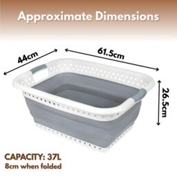 Marco Paul Large Collapsible Laundry Basket Folding Pop Up Washing Bin Clothes Storage in White - thumbnail 2