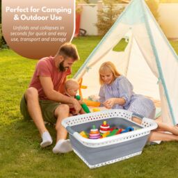 Marco Paul Large Collapsible Laundry Basket Folding Pop Up Washing Bin Clothes Storage in White - thumbnail 9
