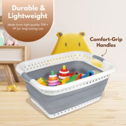 Marco Paul Large Collapsible Laundry Basket Folding Pop Up Washing Bin Clothes Storage in White - thumbnail 8