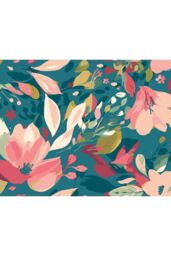 Origin Murals Flowing Flowers Wall Mural in Teal - Size: W350 cm x H280 cm - thumbnail 2