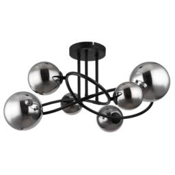 Netlighting Riha Multi Arm Semi Flush Ceiling Lamp Black Smoke Glass Shade 6x G9 - thumbnail 2