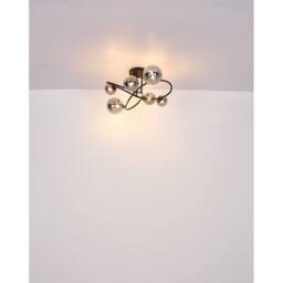 Netlighting Riha Multi Arm Semi Flush Ceiling Lamp Black Smoke Glass Shade 6x G9 - thumbnail 3