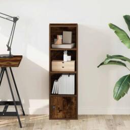 Berkfield Home Bookcase Smoked Oak 31x24x102 cm Engineered Wood in Brown - Size: 31 x 24 x 102 cm - thumbnail 3