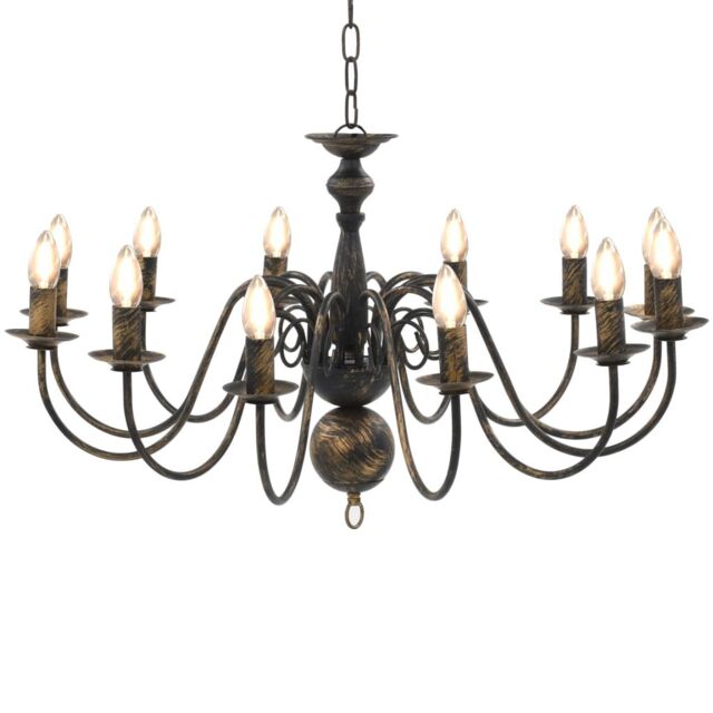 Berkfield Home Chandelier Antique Black 12 x E14 Bulbs - image 1