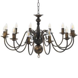 Berkfield Home Chandelier Antique Black 12 x E14 Bulbs - thumbnail 2