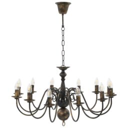 Berkfield Home Chandelier Antique Black 12 x E14 Bulbs - thumbnail 4