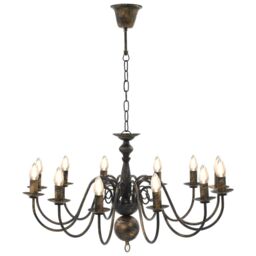 Berkfield Home Chandelier Antique Black 12 x E14 Bulbs - thumbnail 3
