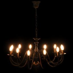 Berkfield Home Chandelier Antique Black 12 x E14 Bulbs - thumbnail 5