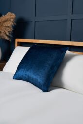 BHS Crushed Velvet Cushion in Navy - Size: 45 cm x 45 cm