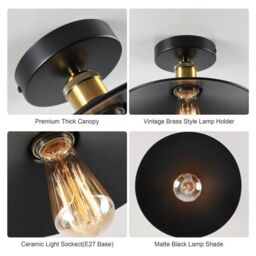 Garwarm 26cm Industrial Aluminum Flush Mount (Set of 2) in Black - thumbnail 9