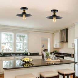 Garwarm 26cm Industrial Aluminum Flush Mount (Set of 2) in Black - thumbnail 5
