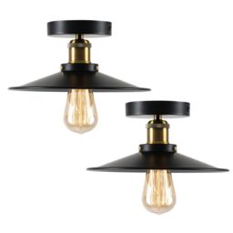 Garwarm 26cm Industrial Aluminum Flush Mount (Set of 2) in Black - thumbnail 1