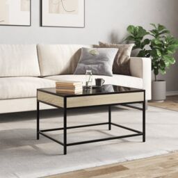 Berkfield Home Coffee Table with Infinity LED Sonoma Oak 70x50x41 cm in Brown - Size: 70 x 50 x 41 cm - thumbnail 4