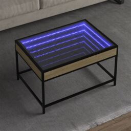 Berkfield Home Coffee Table with Infinity LED Sonoma Oak 70x50x41 cm in Brown - Size: 70 x 50 x 41 cm - thumbnail 1