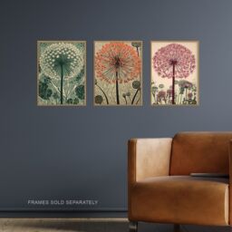 Artery8 Wall Art Print Set of 3 s Elegant Floral Allium Blooms Soft Pastel Room Decor 3 Pack Poster Living Room s - Size: A4 - thumbnail 2