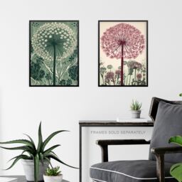 Artery8 Wall Art Print Set of 3 s Elegant Floral Allium Blooms Soft Pastel Room Decor 3 Pack Poster Living Room s - Size: A4 - thumbnail 6