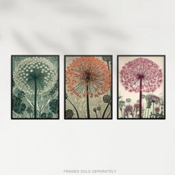Artery8 Wall Art Print Set of 3 s Elegant Floral Allium Blooms Soft Pastel Room Decor 3 Pack Poster Living Room s - Size: A4 - thumbnail 5