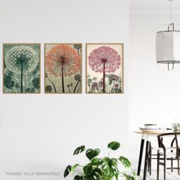 Artery8 Wall Art Print Set of 3 s Elegant Floral Allium Blooms Soft Pastel Room Decor 3 Pack Poster Living Room s - Size: A4 - thumbnail 3