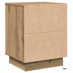 Berkfield Home Traditional Bedside Cabinet with LED Lights Artisan Oak 39x34.5x50 cm - thumbnail 8
