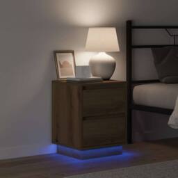 Berkfield Home Traditional Bedside Cabinet with LED Lights Artisan Oak 39x34.5x50 cm - thumbnail 4
