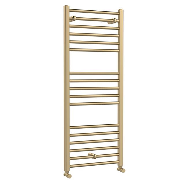 Balterley Straight Towel Radiator with Round Rails 1200mm x 500mm - Brushed Brass in Metallics