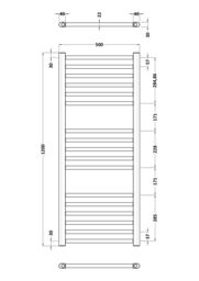 Balterley Straight Towel Radiator with Round Rails 1200mm x 500mm - Brushed Brass in Metallics - thumbnail 2