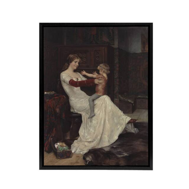 "Artery8 Albert Edelfelt Queen Bianca of Namur With Son Framed Canvas Art Print - Size: W12"" x H16""" - image 1