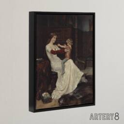 "Artery8 Albert Edelfelt Queen Bianca of Namur With Son Framed Canvas Art Print - Size: W12"" x H16""" - thumbnail 2