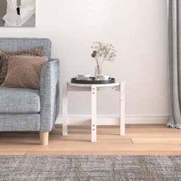 Berkfield Home Beautiful Coffee Table White Ã˜ 52.5x45 cm Solid Wood Pine - thumbnail 1