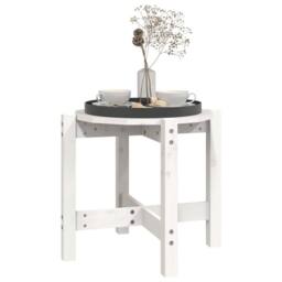 Berkfield Home Beautiful Coffee Table White Ã˜ 52.5x45 cm Solid Wood Pine - thumbnail 4