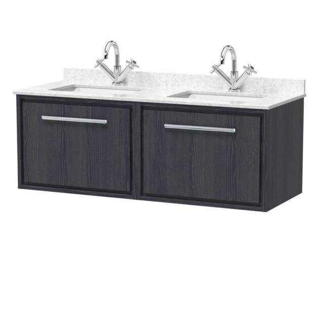 Balterley Longnor 2 Drawer Wall Hung Vanity Basin Unit, Graphite Grey, 1200mm in Grey - image 1