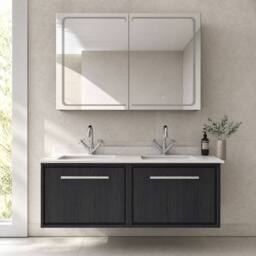 Balterley Longnor 2 Drawer Wall Hung Vanity Basin Unit, Graphite Grey, 1200mm in Grey - thumbnail 6