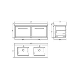 Balterley Longnor 2 Drawer Wall Hung Vanity Basin Unit, Graphite Grey, 1200mm in Grey - thumbnail 5