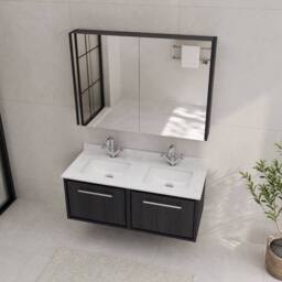 Balterley Longnor 2 Drawer Wall Hung Vanity Basin Unit, Graphite Grey, 1200mm in Grey - thumbnail 3