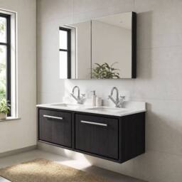 Balterley Longnor 2 Drawer Wall Hung Vanity Basin Unit, Graphite Grey, 1200mm in Grey - thumbnail 4