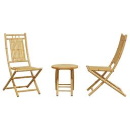 Berkfield Home 3 Piece Bistro Set Bamboo in Brown - thumbnail 4