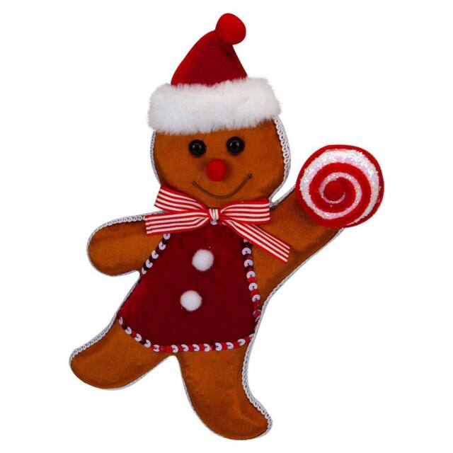 VFM e-Store Christmas Ginger Bread Man Hanging Decoration 31cm x 7cm Red X 1 - Size: 31 cm x 7 cm - image 1