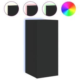 Berkfield Home TV Wall Cabinet with LED Lights Black 30.5x35x70 cm - thumbnail 1