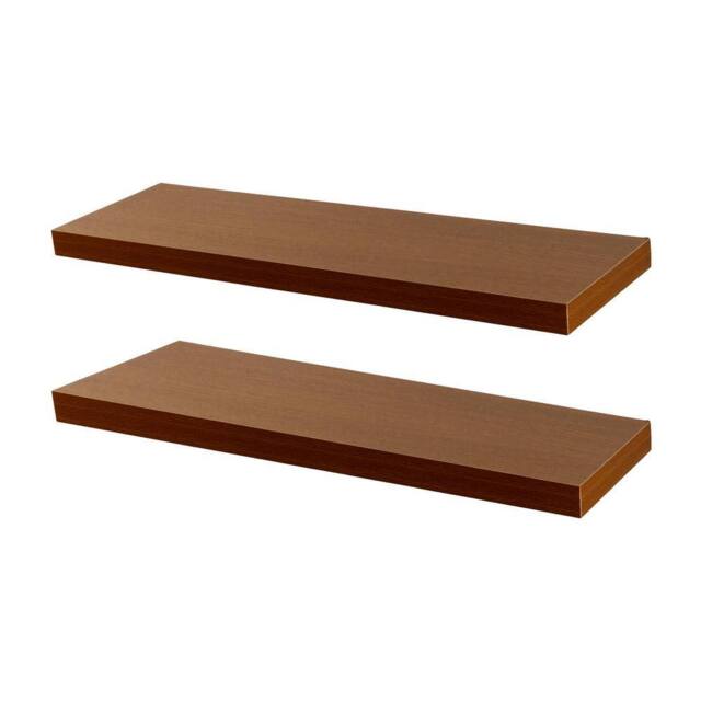 Harbour Housewares 2x 80cm Floating Wall Shelves - Wall Mountable for Storage & Display in Walnut - Size: 2x 80 cm - image 1