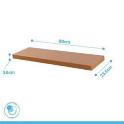 Harbour Housewares 2x 80cm Floating Wall Shelves - Wall Mountable for Storage & Display in Walnut - Size: 2x 80 cm - thumbnail 9