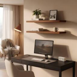 Harbour Housewares 2x 80cm Floating Wall Shelves - Wall Mountable for Storage & Display in Walnut - Size: 2x 80 cm - thumbnail 2