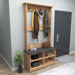 Destina Home Amelia Hallway Coat Rack with Shelves in Dark Grey - Size: 1 Pack - thumbnail 4