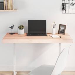 Berkfield Home Table Top 100x60x2 cm Untreated Solid Wood Oak Live Edge in Natural - Size: 100 x 60 x 2 cm - thumbnail 2