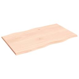 Berkfield Home Table Top 100x60x2 cm Untreated Solid Wood Oak Live Edge in Natural - Size: 100 x 60 x 2 cm - thumbnail 4