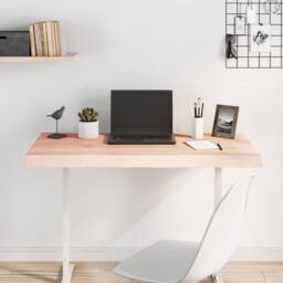 Berkfield Home Table Top 100x60x2 cm Untreated Solid Wood Oak Live Edge in Natural - Size: 100 x 60 x 2 cm - thumbnail 1