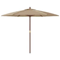 Berkfield Home Garden Parasol with Wooden Pole Taupe 299x240 cm - thumbnail 4