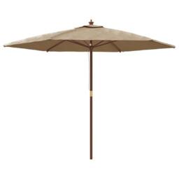 Berkfield Home Garden Parasol with Wooden Pole Taupe 299x240 cm - thumbnail 1
