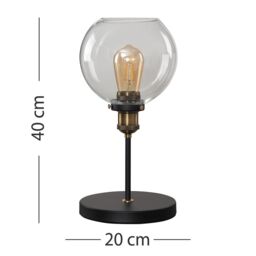 ValueLights Sheridan Industrial Glass Bowl Gold Trim Black Table Lamp & LED Bulb - thumbnail 7